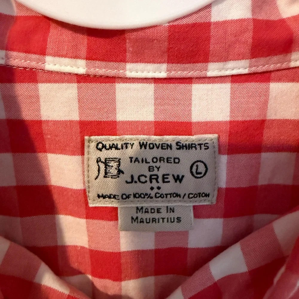 J. Crew Red and White Checkered Men's Shirt